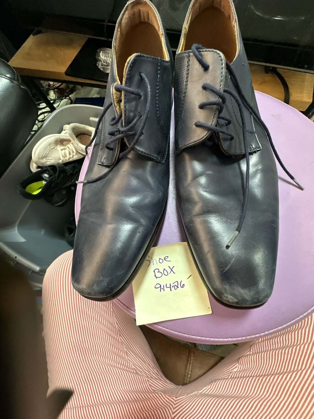 Florsheim Postino Plain Toe Oxford Blue Leather Shoes